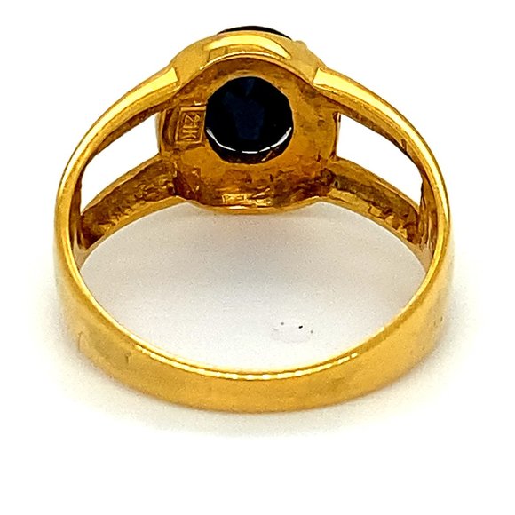 Royal Blue Sapphire 2.06ct Solid 21K Gold Ring - Picture 4 of 6